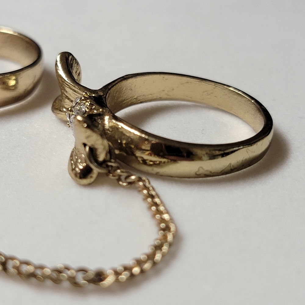 Double Ring Chain Bow and Rhinestone - Picture 7 of 11
